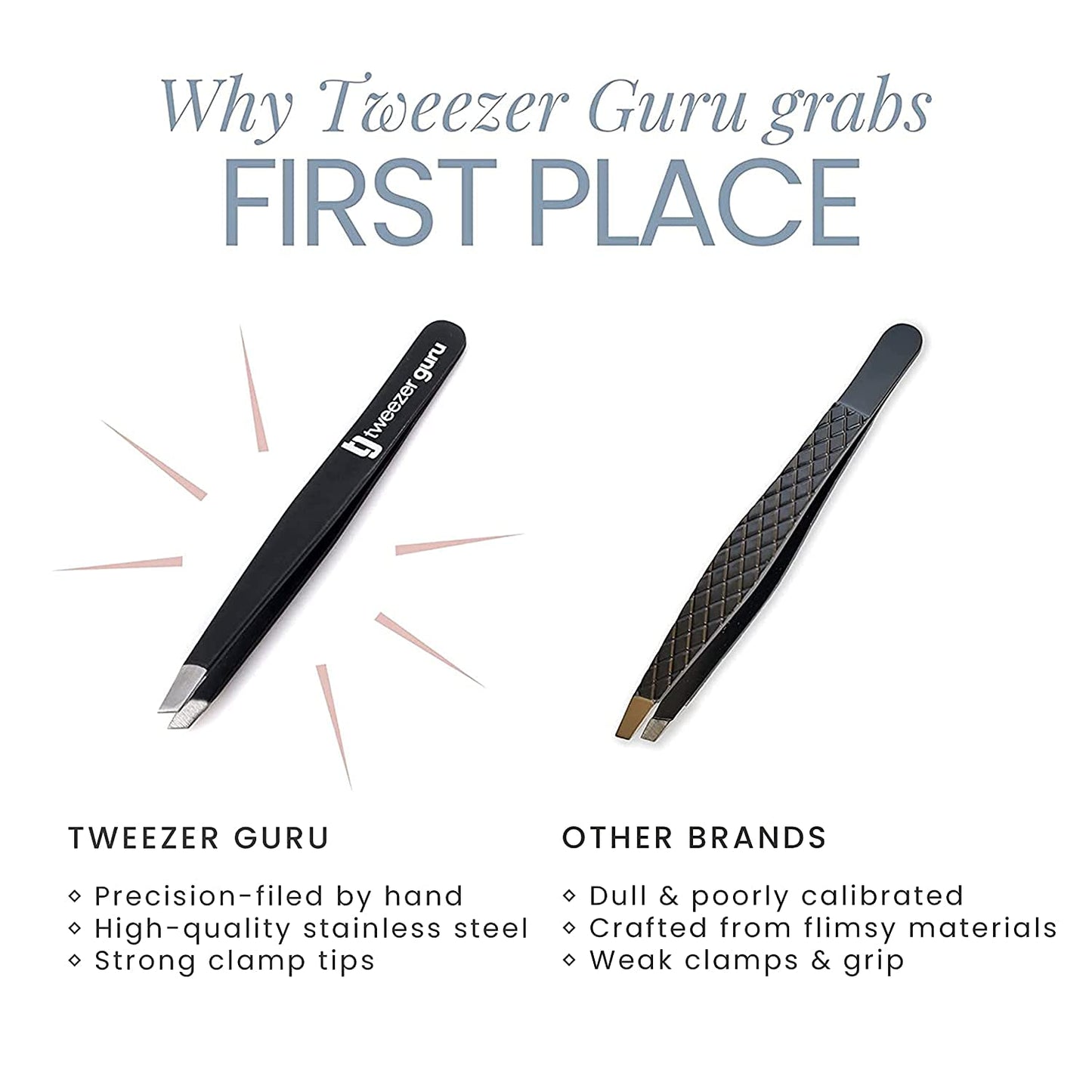 Tweezers for Women Facial Hair & Men – Precision Slant-Pointed Eyebrow Tweezer for Ingrown Hair, Blackhead & Splinter Removal (2 Sky Blue)