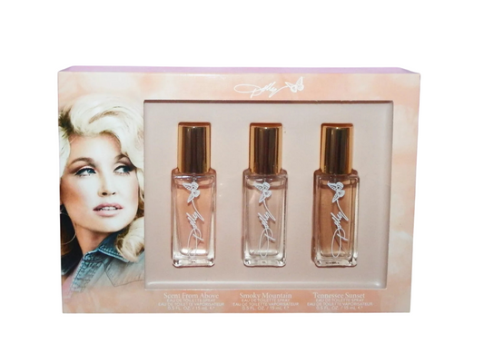 Gift Set of 3 Dolly Parton Perfume;  Fragrances: Scent from Above | Smoky Mountain | Tennese Sunset